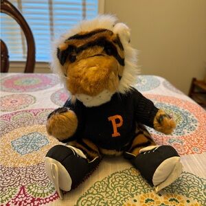 Plush 11” Princeton Tiger mascot w/ black sweater & ice skates